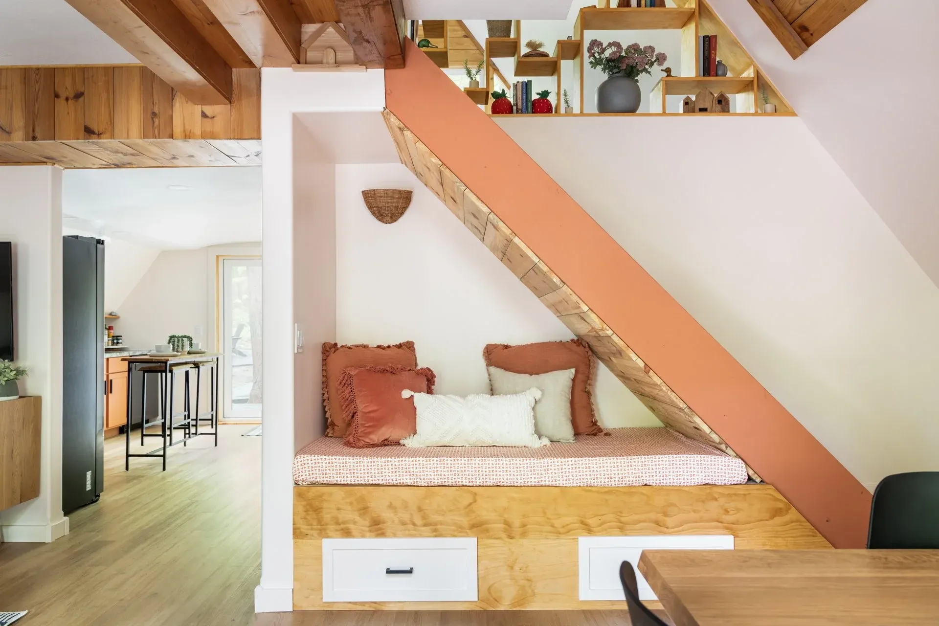Sunlit open-concept layout of this premium vacation rental in Lake Ann, Michigan