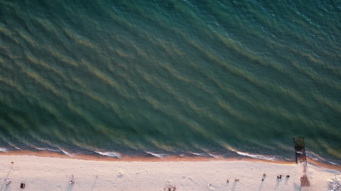 Aerial view of the Grand Traverse Bay coastline