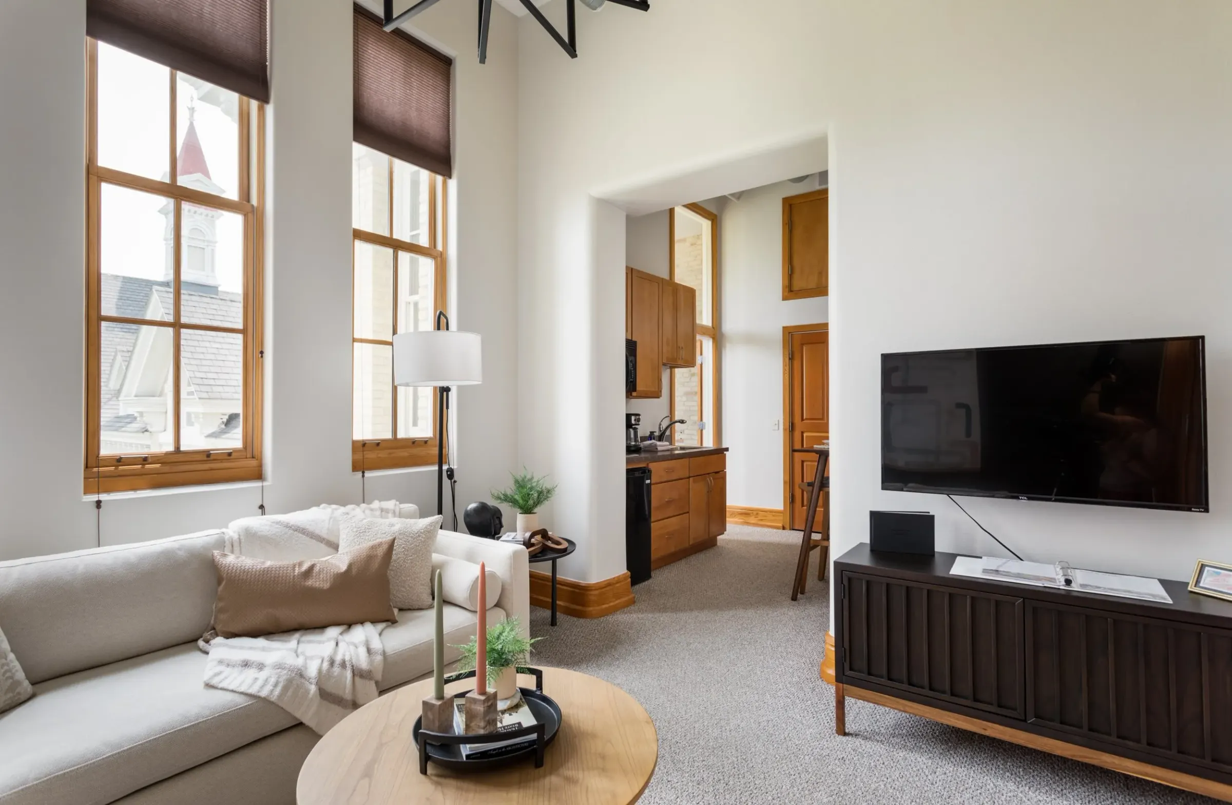 Custom architecture and clean lines inside Historic Hearth